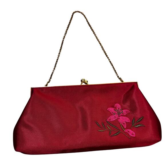 Valerie Stevens red satin evening bag beaded converts
clutch purse vintage Y2K - Picture 3 of 10